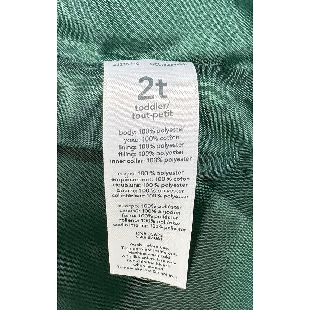 Carter’s Toddler Puffer Vest Size 2T Green Blue Corduroy Collar Sherpa - Picture 7 of 9